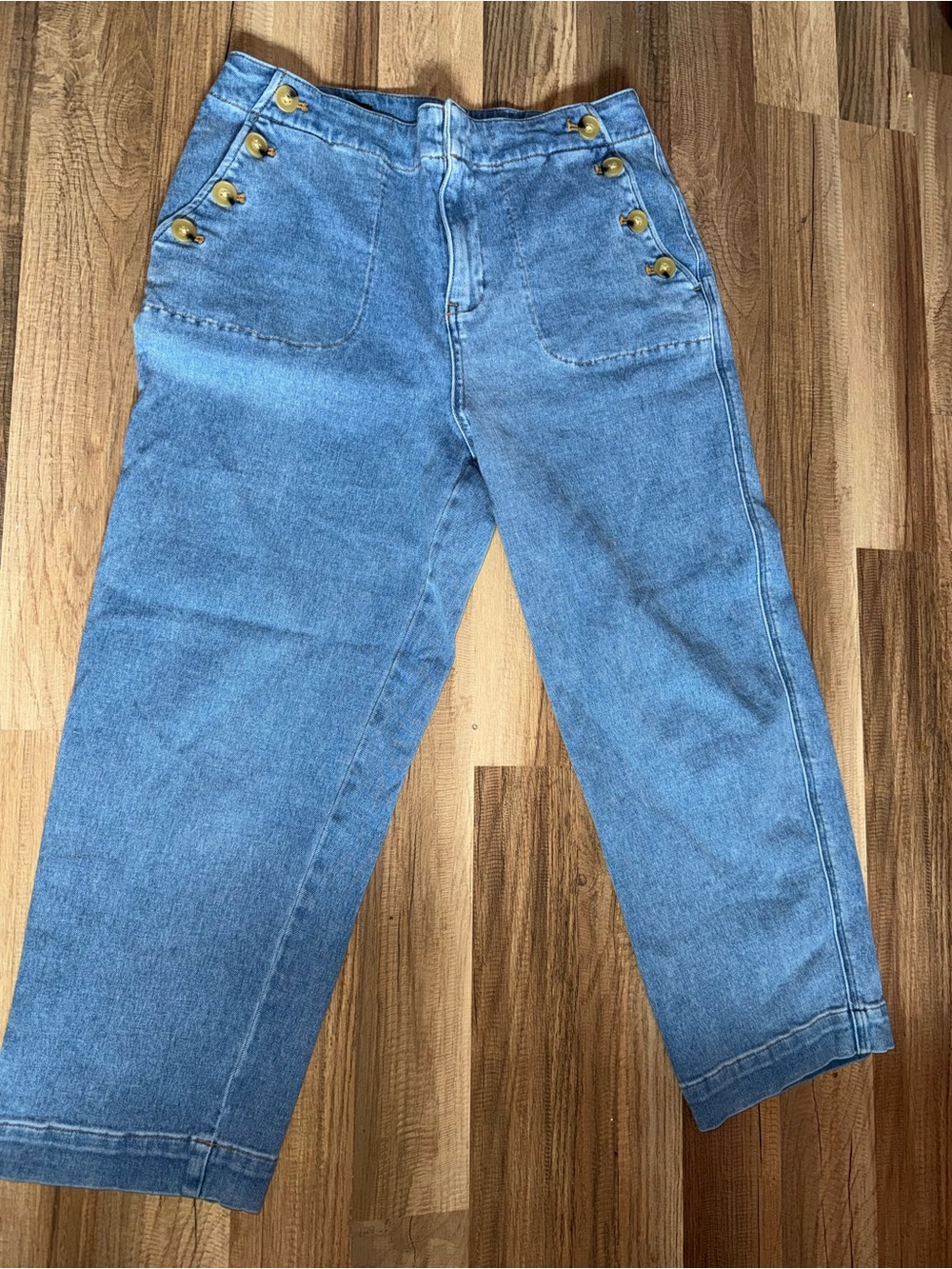 Talbots High-Waist Sailor Button Denim Jeans - Light Blue
